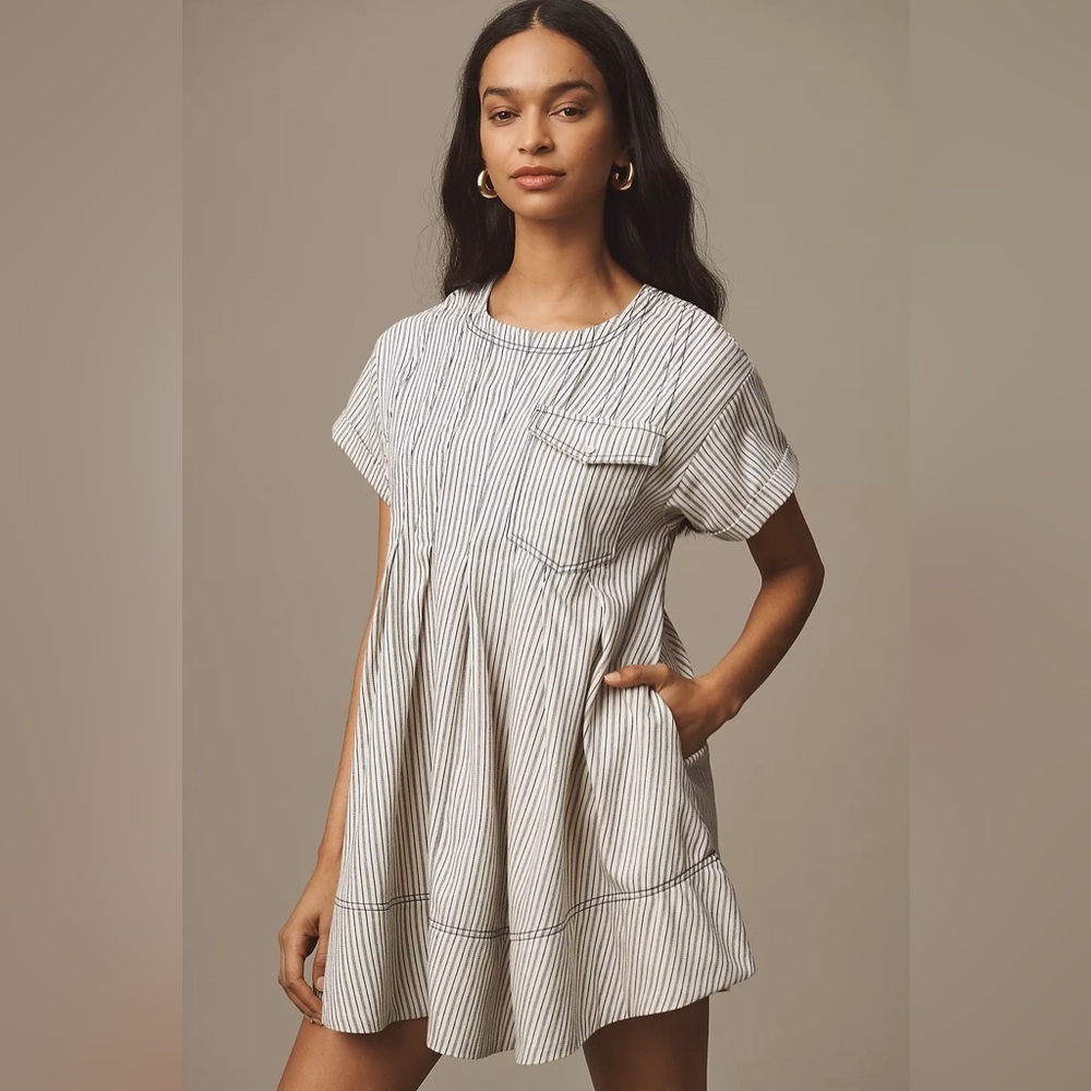 NWT Size S - Pilcro Short-Sleeve Denim Mini Swing Dress (100% Cotton)